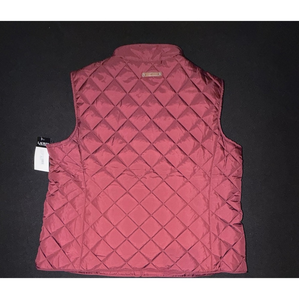 Ralph Lauren Quilted Vest Crest-Patch Logo Dark Garnet Women's Size XL NWT - Picture 8 of 9